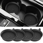 ME.FAN Car Coasters [4 Pack] Silicone Car Cup Coasters/Cup Mats - Universal Non-Slip Recessed Car Interior Accessories - Car Cup Holder Insert Coasters Black