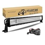 SKYWORLD Curved LED Light Bars, 32 inch 405W Triple Row Spot Flood Combo Beam Off-road Driving Fog Light for Offroad, Boat, Truck, 4WD, SUV, Jeep, Boat, ATV, 4x4, Pickup