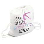 JYTAPP Gymnastics Gifts Gymnastics Drawstring Bag Eat Sleep Gymnastics Competition Bag Gymnasts Gifts for Girl Gymnastics Travel Bag Sport Pack BEIGE