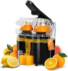 Amzpass Electric Orange Juicer, Dual-Head Citrus Juicer Squeezer, Built-in Cutter, Electric Juicer Machine for Orange, Lemon and Grapefruit with Cup & Cleaning Brush, Easy to Clean and Use, Black