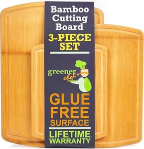 Greener Chef Bamboo Cutting Board Set – Featuring Glue-Free Surface™ for Safer Family Cooking and Lifetime Replacements for Peace of Mind
