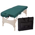 EARTHLITE Portable Massage Table HARMONY DX – Foldable Physiotherapy/Treatment/Stretching Table, Eco-Friendly Design, Hard Maple, Superior Comfort incl. Face Cradle & Carry Case (30" x 73") Teal