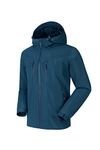 CAMEL CROWN Men's Rain Jacket Waterproof Windbreaker Hooded Coat Shell for Outdoor Hiking Climbing Traveling Blue XXL