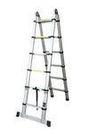 Aardwolf Quickfit Heavy Duty Aluminium Telescopic Ladder 6+6 Step (A TYPE 1.9M+1.9M/6.2FT+6.2FT)| Foldable Step Ladder | Ladder for Home | DIY Professional | Industrial| 150 Kg Capacity (3.8M/12 STEP)