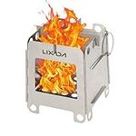 Lixada Lightweight Folding Pocket Wood Burning Stove Portable Stainless Steel Tiny Camping Stove & Backpacking Stove for Outdoor Camping Backpacking BBQ Hiking Picnic,Cooking-Compact Design