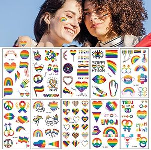 Zalmoxe 90+PCS Rainbow Temporary Tattoos Gay Pride Tattoos Waterproof LGBT Heart Flag Rainbow Tattoos Stickers for Kids Adults for Pride Celebrations Festival Party