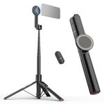 NEEWER Basics 5.48' Magnetic Selfie Stick Tripod Compatible with MagSafe iPhone Android, Portable Travel Cell Phone Stand with Remote, One Button Unfold for Vlog Video Recording Streaming, PA989