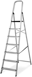 Amig - Escalera Plegable con 7 peldaños | Fabricado en Aluminio | Medida de Peldaños Pequeños 28 cm x 8 cm | Medida de Peldaño Grande 25 cm x 25 cm x 28 cm | Uso Doméstico | Carga Máxima: 150 kg