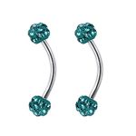 ZS 16 Gauge Eyebrow Rings Curved Barbell 4mm Tiny Crystal Ball Belly Button Rings Nipple Rings Tongue Piercings, Stainless Steel,Crystal,Steel, crystal