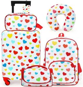 emissary Kid’s Luggage Set 5 Piece Suitcase Set 16’’ Hardside Girls Luggage with Wheels Carry on Toddler Travel Rolling Suitcase Airline Approved