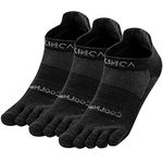 OrrinSports Athletic Toe Socks for Women Men, Lightweight Breathable Five Finger Toe Socks for Running(3 Packs), Ankle-high/Pack of 3, Medium, E03# Ankle-high/3 Pairs(Black)