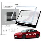 SUMK Tempered Glass Screen Protector for Tesla Model 3/Y, for Model Y (2024-2020), Model 3 (2023-2017) 15" Center Control Touchscreen Navigation Touch Screen Protector 9H Anti-Scratch Shock Resistant