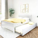 Max & Lily Solid Wood Full-Size Bed with Trundle Bed, White