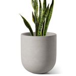 LE TAUCI 10 Inch Plant Pot, Ceramic Pots for Plants with Drainage Hole and Rubber Plug, Plant Pots Indoor for Home Garden Patio Office, Cylinder Flower Planter Pot, Neutral Gray