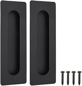 Malimali 7 Inch Large Recessed Finger Flush Pulls for Barn Door Pocket Door, Heavy Duty Sliding Closet Door Handle, Matte Black Stainless Steel Rectangular Door Pulls Hardware(2 Pack), 7 inch B