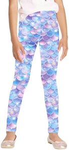 JESKIDS Girls Prints Leggings Casual Yoga Pants Tights Trousers for Kids in 10-11 Years Colorful Scale