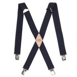 Dickies Men's 1 1/2 inch Solid Straight Clip Adjustable X Back Suspender, Navy, One Size