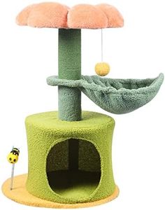 Zthdjdl Flower cat Tree Tower - cat Tree for Indoor Cats with Scratching Post Cat Climbing Activity,Small cat Tree with Hammock Bed condo - Pink Cute cat Tree Flower Scratcher for Cats Natural sisal