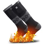 Heated Socks for Men Women,7.4V 2200mah Electric Rechargeable Battery Warm Winter Socks,Cold Weather Thermal Heating Socks Foot Warmers for Hunting Skiing Camping (Black Gray, S)