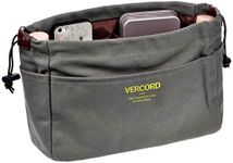 Vercord Canvas Handbag Organizers, Sturdy Purse Insert Organizer Bag in Bag, 10 Pockets Color Army Green Small