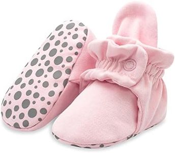 Zutano Unisex Organic Cotton Baby Booties With Gripper Soles, Baby Pink Solid, 18M