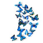 TUPARKA 36 Pieces 3D Butterfly Wall Stickers Butterfly Girls Bedroom Accessories, Blue