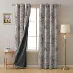 SPACES DRAPE STORY Premium Polyester Blackout Opaque Curtains- 95-98% Light Blocking- Digital Printed Geometric- Heavy Fabric, Set Of 2-7Ft Door Opaque Curtain, Slate Grey