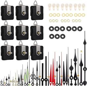 EMOON 9 Pieces Clock Mechanism Replacement Kit with 12 Pack Clock Hands, Silent Sweep Clock Motor Kit Battery Operated for Clock Repair DIY Replacement, Custom Clock