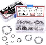 Hilitchi 300-Pcs [8-Size] 304 Stainless Steel Internal Tooth Star Lock Washers Assortment Set - Size included: M2 M3 M4 M5 M6 M8 M10 M12