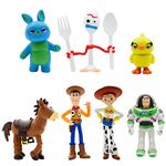 7Pcs Toy Story Toys - Toy Story Birthday Party Supplies with Woody, Buzz and Jessie Toy Story Action Figures - Premium Animated Collection with Keychain - Toy Story Toys for Toddlers Cake Topper