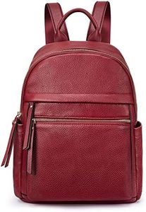 Kattee Genuine Leather Backpack Purse for Women Multi-functional Elegant Daypack Soft Leather Shoulder Bag Shopping Trip, Medium, Wine Red