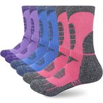 KOOOGEAR Walking Hiking Socks Women, Womens Ladies Thermal Sports Work Socks 4-7 Multipack Thick Warm Cushioned Anti Blister Trekking Cycling Colourful Black Cotton Socks 3 Pairs