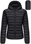 CAMEL CROWN Women's Packable Hooded Down Jacket Ultra Light Insulated Puffer Coat Water Resistant Black Small