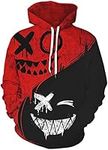 Chaos World Men's 3D Graphic Printed Long Sleeve Hoodies Animal Pattern Hooded Sweatshirt with Pocket(XL,Black Red)