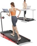 Folding treadmill with 9% Incline, 4 in 1 Treadmills for Home & Office, 12km/h Portable Compact Treadmills, 2.5HP Under Desk Treadmill, Mute Magnetic Remote, App & LED Display, No Assembly (Red)
