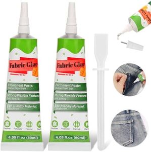 2 X 80 ML Fabric Glue for Clothing, Clear Fabric Glue for Clothing Permanent Washable, Liquid Fusion Glue Adhesive for Leather, Patches, All Fabrics