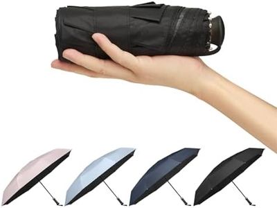 G4Free 46 Inch Mini Lightweight Travel Sun Umbrella, Extendable Built-in Handle, Black&Navy Blue& Light Blue&Pink