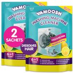 Vamoosh 6-in-1 Washing Machine Cleaner, Dissolves Hair, Eliminates Bad Odours, Removes Limescale, Deep Clean, Leaves Smelling Fresh, Antibacterial, Descales (Lemon, Pack of 2)