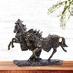 Horse Showpiece Vastu, Fengshui Figurine | Home Decor Items | Decorations and Gifting | Running Horse Statue for Money & Wealth - Polyresin, (Set of 2, Black)