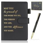 Employee Appreciation Gift Inspirational A5 Notebook Pen and Greeting Card Set Appreciation Thank You Gift Leaving Gifts for Colleagues Women Men Employee Coworker Nurse Teacher(Black)