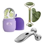 SAMISHA Ice Roller,Face Stone Roller Massager with Gua Sha Jade Roller Stone and 3D Massager Roller Set Facial Combo For Skin Eye Body Ice Cube Roller Women Men Reusable