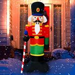 SEASONBLOW 8 Ft Inflatable Christmas Nutcracker House Guard with Candy Scepter Decoration LED Light Up for or Yard Lawn Garden Home Party Indoor Outdoor Holiday Xmas Decor