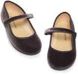 Childrenchic Mary Jane Shoes for Girls – Classic & Comfortable Dress Shoes for Toddlers & Kids – Perfect Flats for School, Play, and Special Occasions (Velvet, Grey, 1 Little Kid)