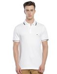 Tommy Hilfiger White Cotton Solid Polo Neck Short Sleeves Slim Fit Men Polo T-Shirt (F23HMKT568) Size-S