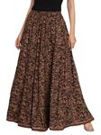 NYPA Women Ethnic Wear Gota Lacs Work Printed Flared Full Length Long Skirt- Brown