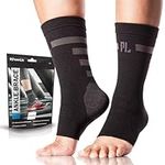 POWERLIX Ankle Brace Compression Support Sleeve (Pair) for Injury Recovery, Joint Pain and More. Achilles Tendon Support, Plantar Fasciitis Foot Socks with Arch Support, Eases Swelling (Black-2, X-Large)