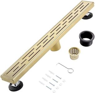 muschbath 48 Inch Linear Shower Drain, Brushed Gold Shower Drain,Removable Grate, 304 Stainless Steel, Easy to Install and Clean for Bathrooms (Drain Base Not Included), LSD-01A-48G