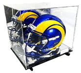 Football Helmet Acrylic Display Case with Wall Mount Box Mirror 2 Level Riser Showcase Shoes UV Protection