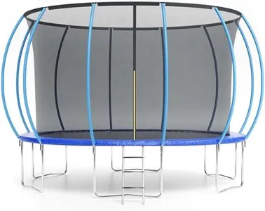 Trampoline 10FT 12FT 14FT 16FT, Trampolines for Kids & Adults, Trampoline with Enclosure, Ladder, Recreational Trampolines for Outdoor Jump, ASTM Approved (Blue, 16FT)