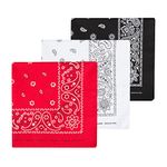 Levi’s All-Gender 100% Cotton Multi-Purpose Bandana Gift Sets - Headband, Wrap, Protective Coverage, Black/White/Red, Pack 3